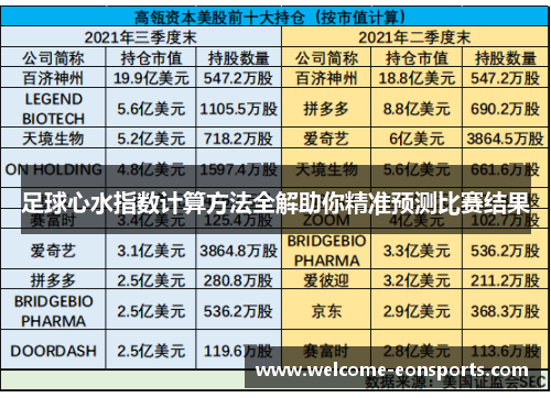 足球心水指数计算方法全解助你精准预测比赛结果